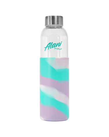 Glass Water Bottle - Purple Marble